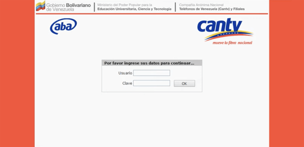 CANTV modem login