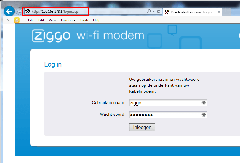 Ziggo modem login